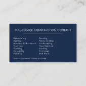 Navy Blue Gold Handyman Construction  名刺 (裏面)