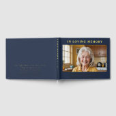 Navy Blue Gold In Loving Memory Photo Memorial ゲストブック (全面)