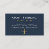 Navy Blue Gold Lawyer Attorney at Law Luxury 名刺 (正面)