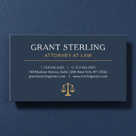 Navy Blue Gold Lawyer Attorney at Law Luxury 名刺