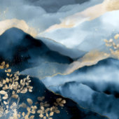 Navy Blue Gold Modern Abstract Landscape Wall Art ポスター