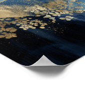 Navy Blue Gold Modern Abstract Landscape Wall Art ポスター (角)
