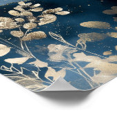 Navy Blue Gold Modern Abstract Landscape Wall Art ポスター (角)