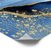 Navy Blue Gold Modern Abstract Landscape Wall Art ポスター (角)