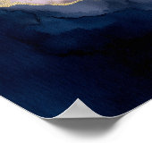 Navy Blue Gold Modern Abstract Wall Art ポスター (角)