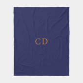 Navy blue gold monogrammed initials luxury フリースブランケット (正面)