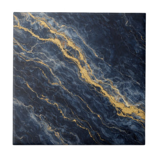 Navy Blue & Gold Natural Marble – Luxury タイル