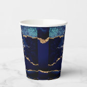 Navy Blue Gold Paper Cups Personalized Name Letter 紙コップ (左)