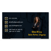 Navy Blue Gold Photo Attorney Business Card マグネット名刺 (正面)