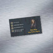 Navy Blue Gold Photo Attorney Business Card マグネット名刺 (インサイチュ)