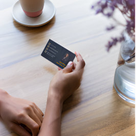 Navy Blue Gold Photo Attorney Business Card マグネット名刺