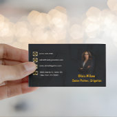 Navy Blue Gold Photo Attorney Business Card マグネット名刺