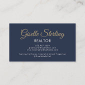 Navy Blue Gold Photo Monogram Luxury Realtor  名刺 (裏面)