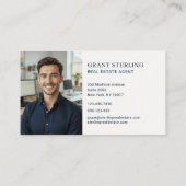 Navy Blue Gold Real Estate Agent Photo 名刺 (裏面)