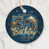 Navy Blue Gold Sapphire Gemstone 50th Birthday フェイバータグ (正面)