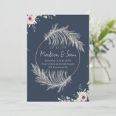 Navy Blue & Gold Save The Date Wedding Invitation 招待状 (スタンド正面)