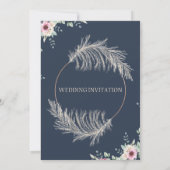 Navy Blue & Gold Save The Date Wedding Invitation 招待状 (裏面)