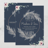 Navy Blue & Gold Save The Date Wedding Invitation 招待状 (正面/裏面)