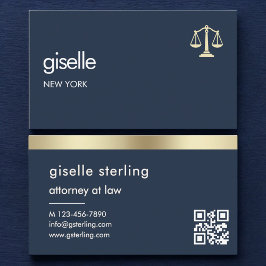 Navy Blue Gold Scales of Justice Attorney at Law 名刺