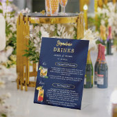 Navy Blue & Gold Simple Wedding Signature Drinks  台座サイン