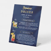 Navy Blue & Gold Simple Wedding Signature Drinks  台座サイン (正面)