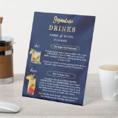Navy Blue & Gold Simple Wedding Signature Drinks  台座サイン (インサイチュ)