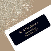 Navy Blue Gold Wedding Return Address ラベル