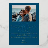 Navy Blue Golden Branches Frame Photo 箔招待状 (裏面)