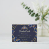 Navy Blue Golden Tiara Roses Quinceañera エンクロージャーカード (スタンド正面)