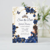 Navy Blue Golden Tiara Roses  Quinceañera セーブザデート (スタンド正面)