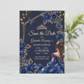 Navy Blue Golden Tiara Roses  Quinceañera セーブザデート (スタンド正面)