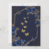 Navy Blue Golden Tiara Roses  Quinceañera 招待状 (裏面)