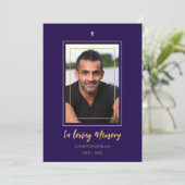 Navy Blue & Golden Traditional Elegant Funeral  招待状 (スタンド正面)