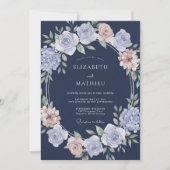 Navy Blue Graceful Classic Wedding 招待状 (正面)