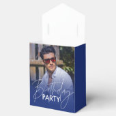 Navy Blue Gradient Photo Birthday フェイバーボックス (オープン)