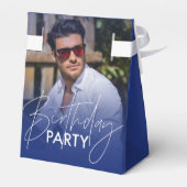 Navy Blue Gradient Photo Birthday フェイバーボックス (裏面サイド)