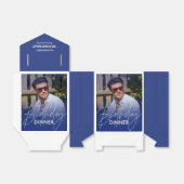 Navy Blue Gradient Photo Birthday Dinner フェイバーボックス (折り畳みなし)