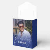 Navy Blue Gradient Photo Birthday Dinner フェイバーボックス (オープン)
