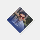 Navy Blue Gradient Photo Dinner Birthday スタンダードカクテルナプキン (角)
