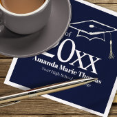 Navy Blue Graduation Cap Class of 20XX Name スタンダードカクテルナプキン