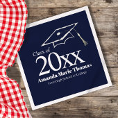 Navy Blue Graduation Cap Class of 20XX Name スタンダードカクテルナプキン