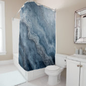 Navy Blue Gray Light Blue White Contemporary シャワーカーテン (インサイチュ)