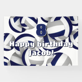 navy blue gray volleyballs kids birthday party 横断幕