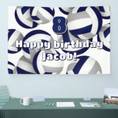 navy blue gray volleyballs kids birthday party 横断幕 (トレードショー)