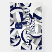 navy blue gray volleyballs kids birthday party 横断幕 (縦)