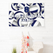 navy blue gray volleyballs kids birthday party 横断幕 (インサイチュ)