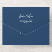 Navy Blue Handwriting Modern Typography Wedding オールインワン招待状 (背面)