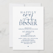 Navy Blue Happily Ever After Dinner Modern Wedding 招待状 (正面)