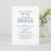 Navy Blue Happily Ever After Dinner Modern Wedding 招待状 (スタンド正面)
