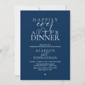 Navy Blue Happily Ever After Dinner Modern Wedding 招待状 (正面)